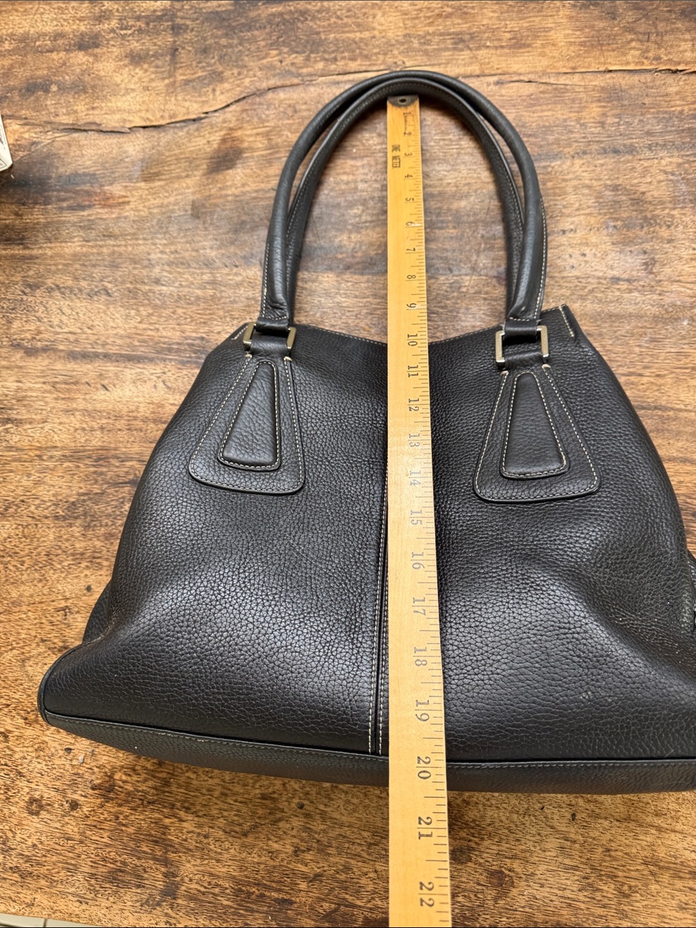 Tignanello Black Pebbled Leather Large Shoulder Tote Bag Multi Pocket - Picture 11 of 16